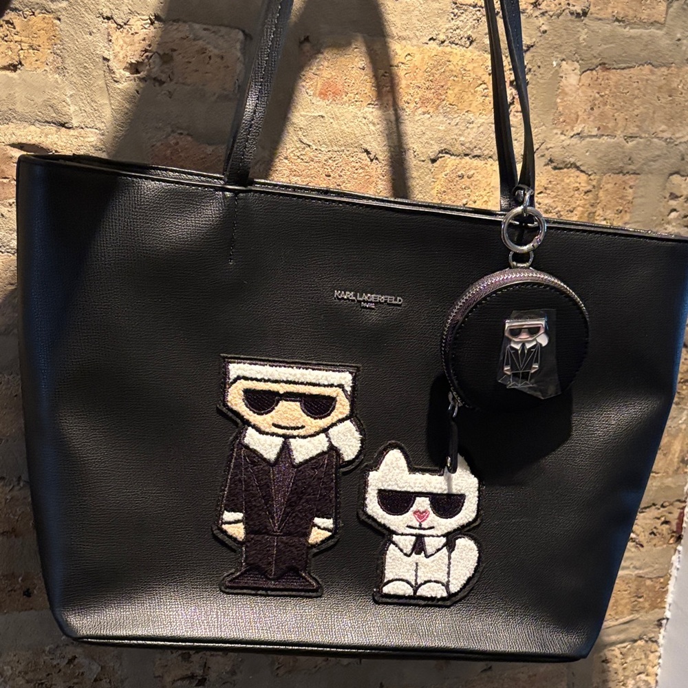 Karl Lagerfeld Black Tote with Iconic Patches